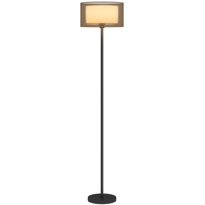 Lampa podłogowa E27, abażur materiałowy, czarna