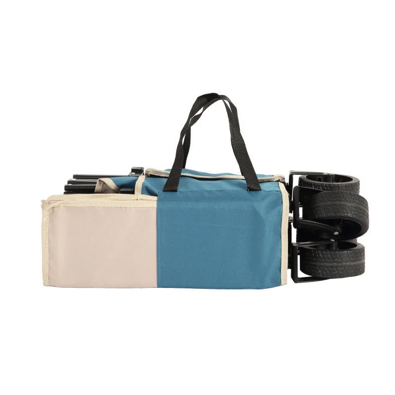 Faltbarer Bollerwagen, für Camping, Einkaufen, 77 x 48 x 45 cm, Blau