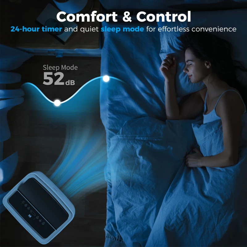 HOMCOM Portable Air Conditioner 14000 BTU, 4-in-1 Air Conditioning Unit, Dehumidifier, Cooling, Fan, Sleep Mode with 2 Speeds, Remote, LED Display, 24H Timer, Window Kit, Child Lock, 40m², Cream