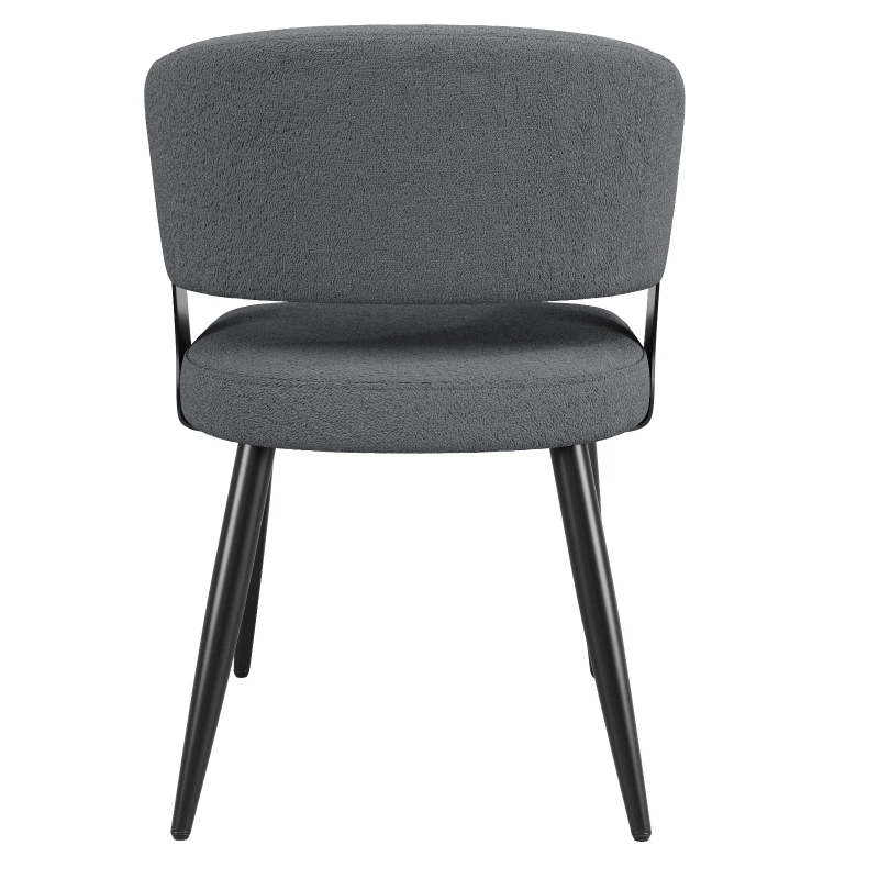 Set of 4 Modern Dining Chairs with Ergonomic Lumbar Support, Upholstered Fabric Chairs with Curved Backrest, 54L x 50W x 81.5H cm, Gray