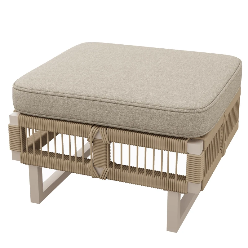 Rope-Woven Garden Sofa Set with 10 cm Thick Cushions, Versatile Garden Lounge Set with Splash-Proof Fabric, 225L × 167W × 62H cm, Beige