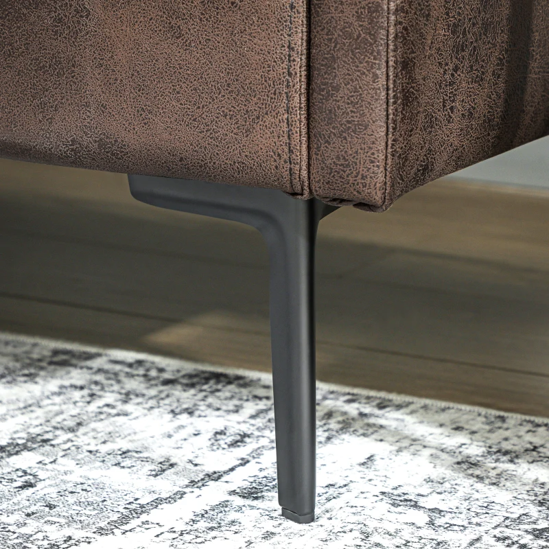 HOMCOM Canapea 2 Locuri în Piele Respirabilă cu Umplutură Groasă și Picioare în Metal, 137x72x88 cm, Maro Închis