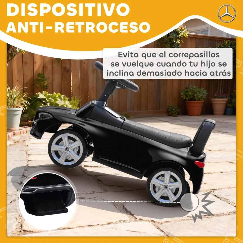 AIYAPLAY Correpasillos para Niños de 18-36 Meses Mercedes-Benz Clase C con Bocina Sonidos de Motor y Espacio de Almacenaje Negro