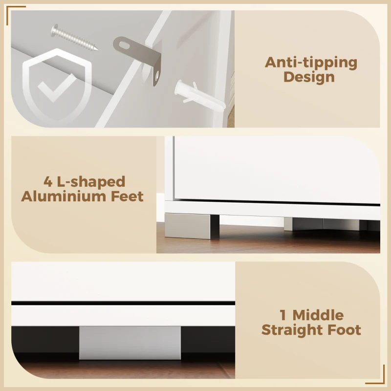 HOMCOM Scarpiera con Specchio, 4 Cassetti Ribalta, Scarpiera Ingresso, Bianco