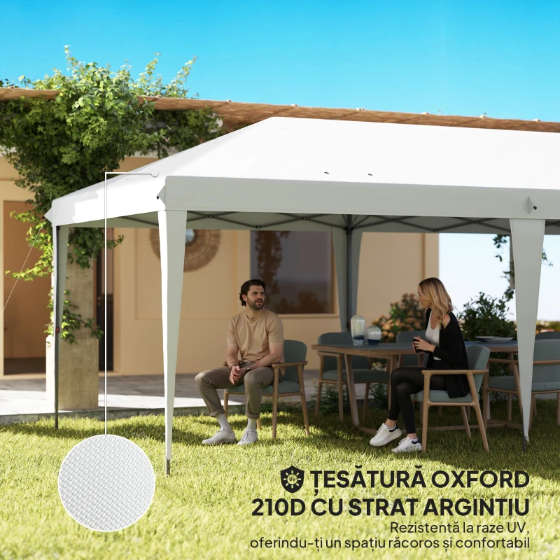 Outsunny Foișor 6 x 3 m pentru grădină, pop-up pliabil, geantă inclusă, oțel epoxidic, Oxford, densitate mare, gri