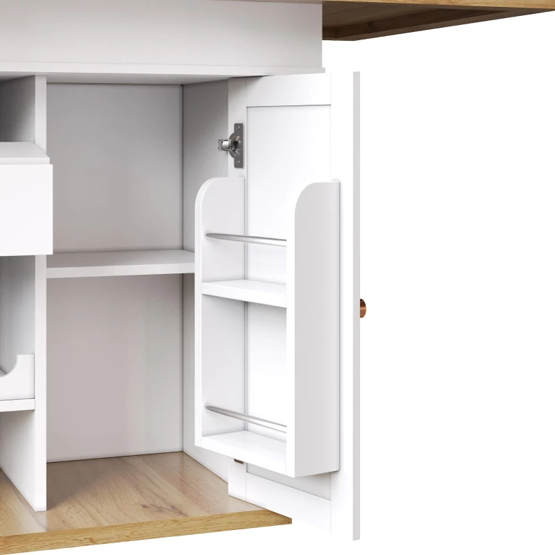 Extendable Dining Table with Telescopic 2-Sided Extension, Space-Saving Table for 4-6 People, 110-140L x 80W x 75H cm, White