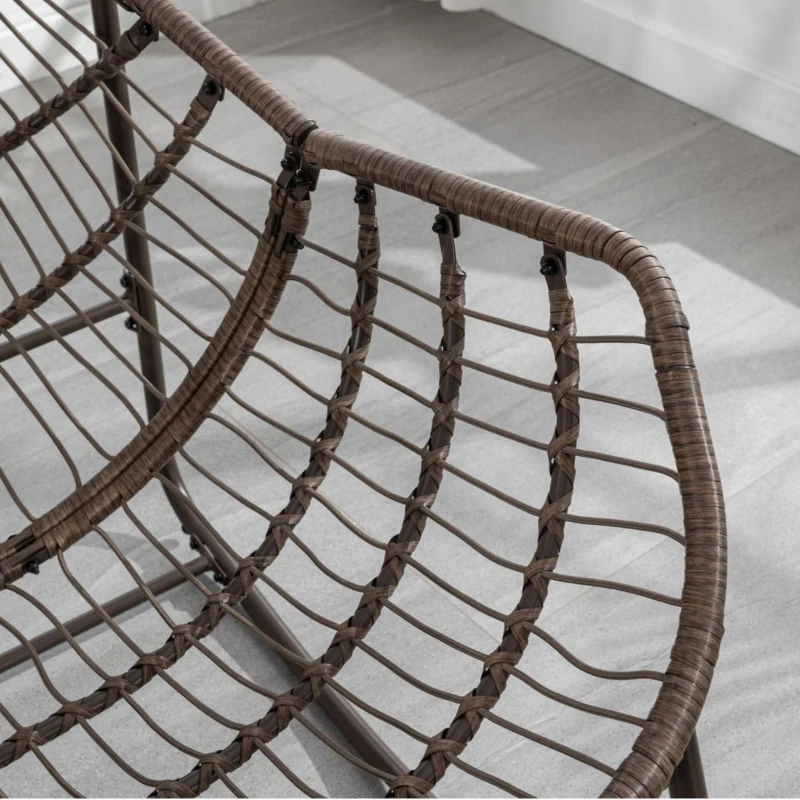 Schaukel-Eiersessel mit dickem Sitzkissen, Indoor & Outdoor Comfy Rocker Chair, 111x94.5x80 cm, Hellgrau