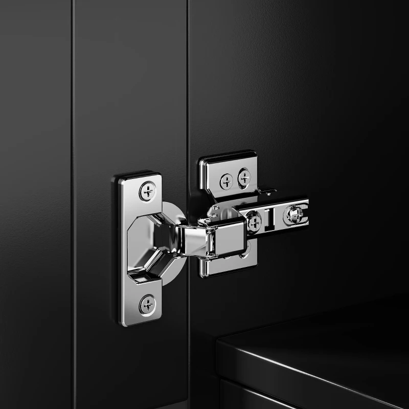 Freestanding Display Cabinet with Adjustable Shelves & Soft-Close Hinges, Tall Sideboard for Living Area, 140L x 38.5W x 175H cm, Black