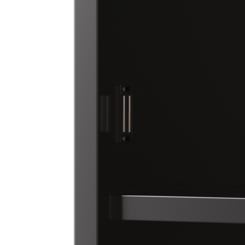 Tall Kitchen Cabinet with Built‑In Power Outlets & 2 USB Ports, Modern Sideboard with App-Controlled LED, 120L x 40W x 176H cm, Black