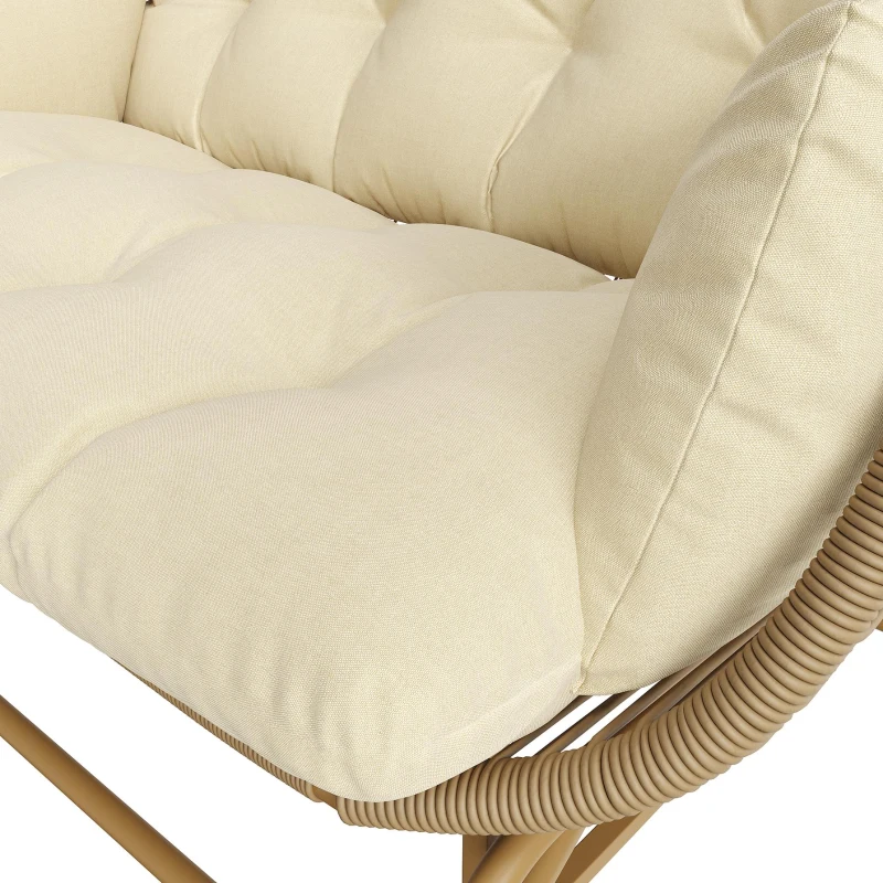 Elegant Garden Rocking Chair with Smooth Motion, Comfortable Hanging Chair with Thick Cushions, 145L x 85W x 143H cm, Beige
