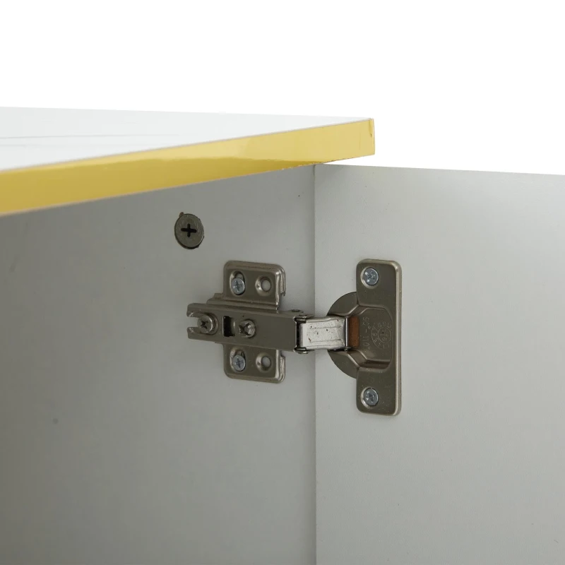 Modern TV Entertainment Center with 4 Doors & Drawer, Spacious TV Stand for Living Room or Bedroom, 200L x 40W x 46H cm, White