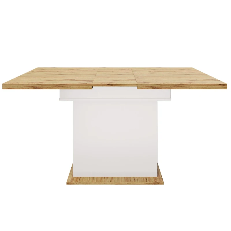 Extendable Dining Table with Telescopic 2-Sided Extension, Space-Saving Table for 4-6 People, 110-140L x 80W x 75H cm, White