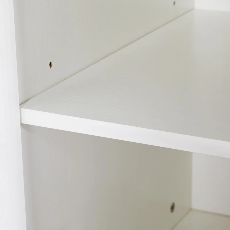 Modern Bar Table with 6 Adjustable Shelves and Storage Cabinet, Extendable Dining Table for 4–6 People, 118-180L x 50W x 94H cm, White