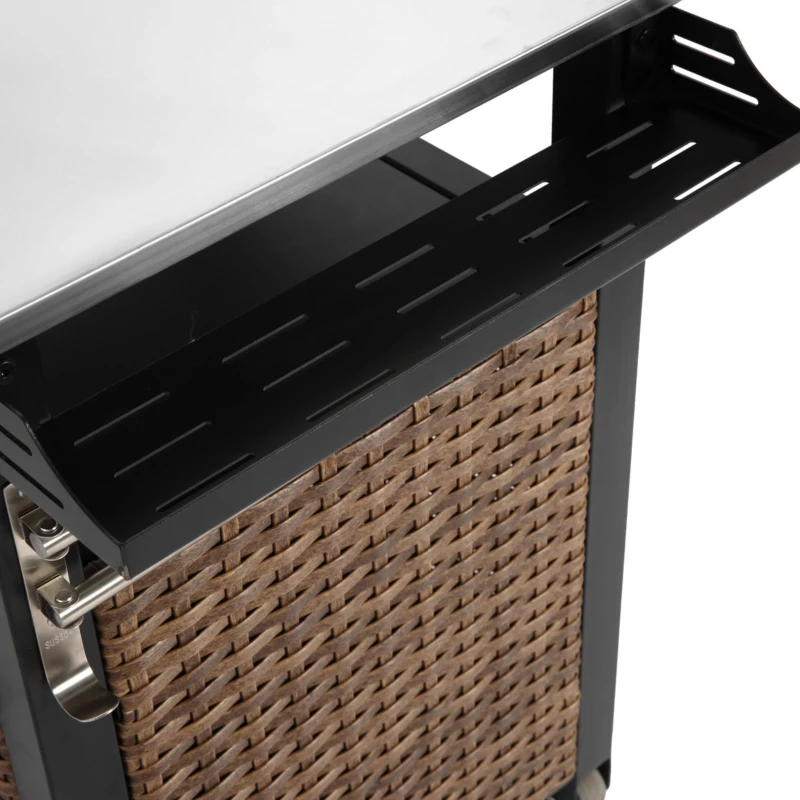 Outdoor-Barwagen mit mit Rollen und Stauraumschrank, 76x57x85 cm, Braun