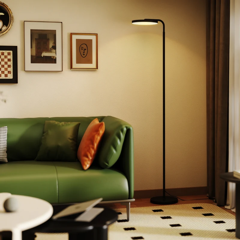 HOMCOM Lampadaire LED, lampe sur pied à intensité variable, tête rotative 350 °, télécommande magnétique, 41x25x177cm, noir
