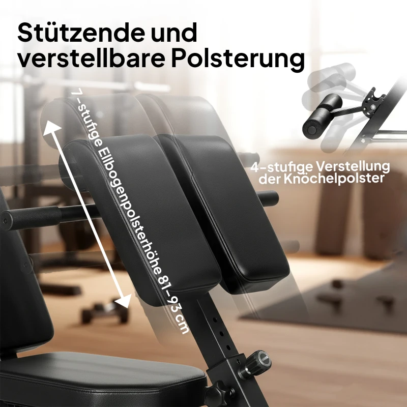 SPORTNOW Multifunktionale Hantelbank, Verstellbare Schräg- und Flachbank mit 6-stufiger Rückenlehne, 3-stufigem Sitz, Schwarz