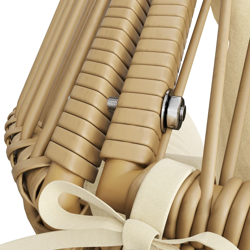 Elegant Garden Rocking Chair with Smooth Motion, Comfortable Hanging Chair with Thick Cushions, 145L x 85W x 143H cm, Beige