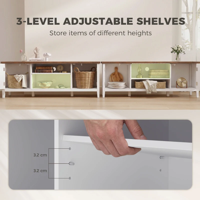 HOMCOM TV Stand for TVs up to 42 Inch, Farmhouse Entertainment Center with 2 Open Shelves, 2 Cabinets and Thick Top