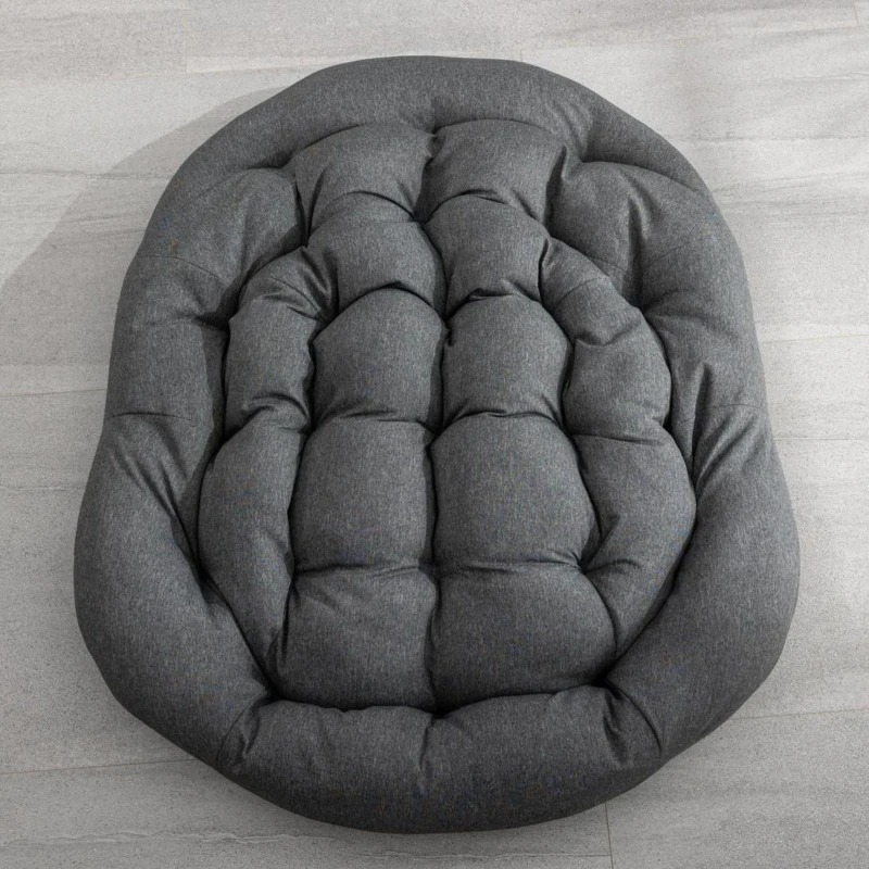 Poltrona a uovo dondolante con cuscino imbottito spesso, Interni & Esterni Poltrona a dondolo comoda, 111x94,5x80 cm, Grigio scuro