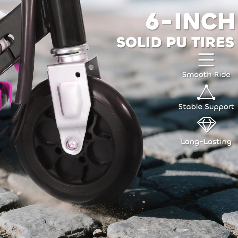 HOMCOM Foldable Powered Scooter Ride on 12V 120W W/Brake Kickstand-Pink