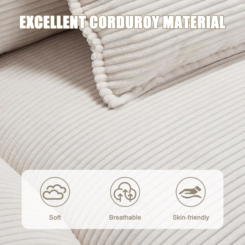 Oversized Cloud Sofa with Ergonomic High-Resilience Foam & 2 Lumbar Cushions, Modular Couch for 2 People, 224L x 81W x 81H cm, Beige