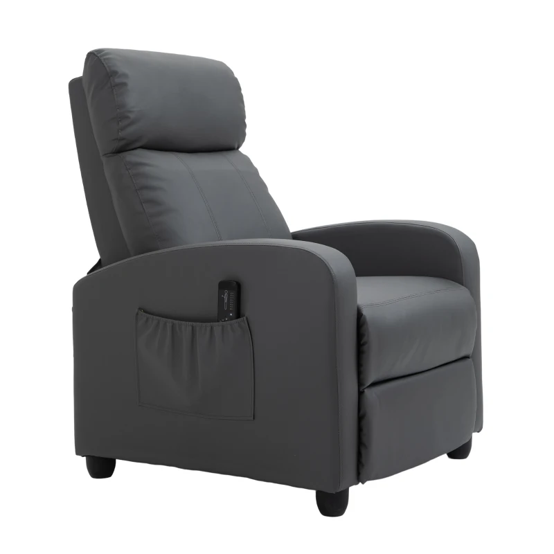 HOMCOM Fotoliu de Masaj cu 8 Moduri și 5 Intensități, Suport pentru Picioare și Telecomandă, 68x88x98 cm, Gri(m-13)