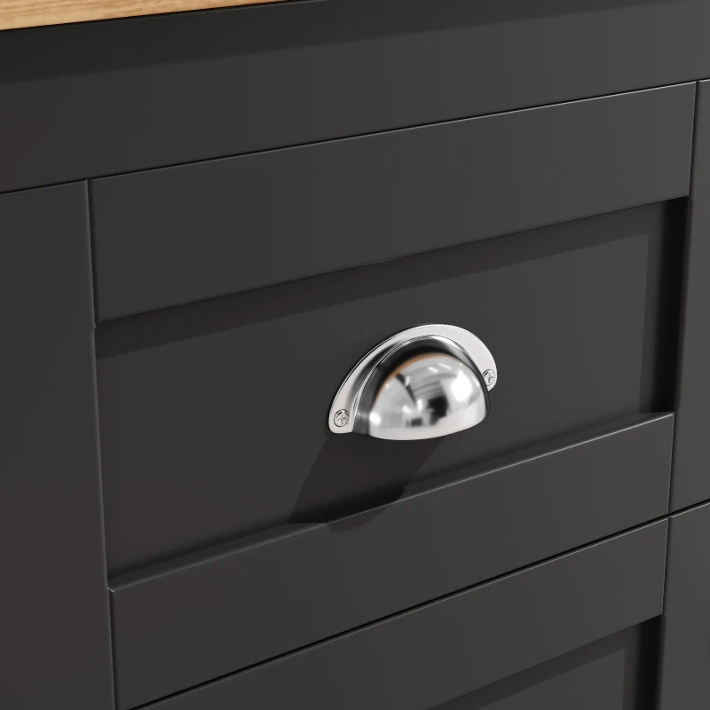 Tall Sideboard with 4 Doors, 3 Drawers and Open Shelf, Versatile Storage Cabinet for Kitchen & Living Area, 120L x 40W x 179H cm, Black