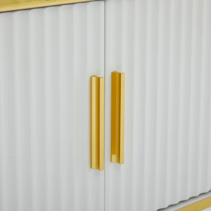 Modern TV Entertainment Center with 4 Doors & Drawer, Spacious TV Stand for Living Room or Bedroom, 200L x 40W x 46H cm, White