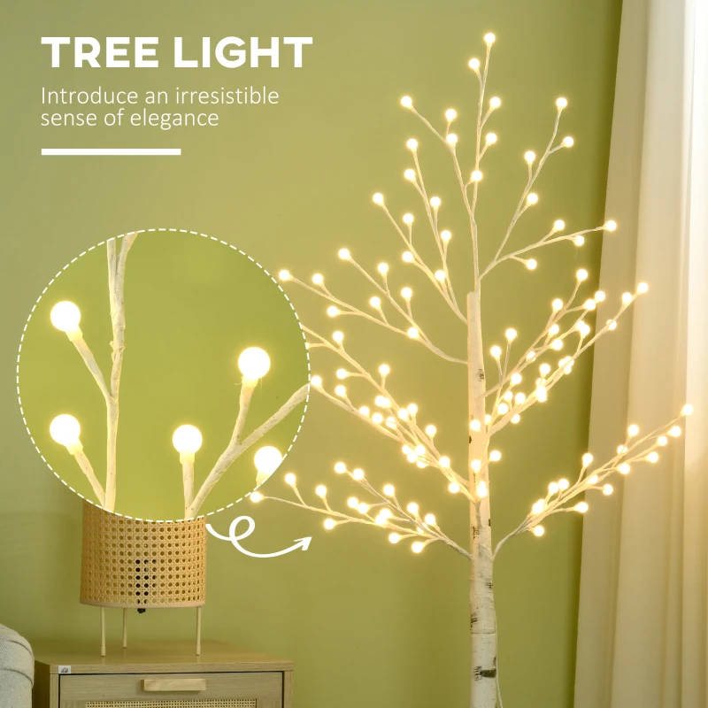 HOMCOM Drzewko świetlne 150 cm, 120 LED ciepłe białe, IP44