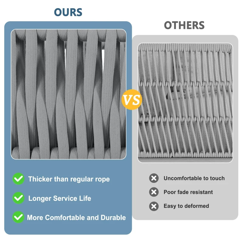 Stylish Garden Furniture Set with Galvanised Metal Frame, Comfortable Garden Sofa Set for 5 People, 167L x 61W x 63H, Gray