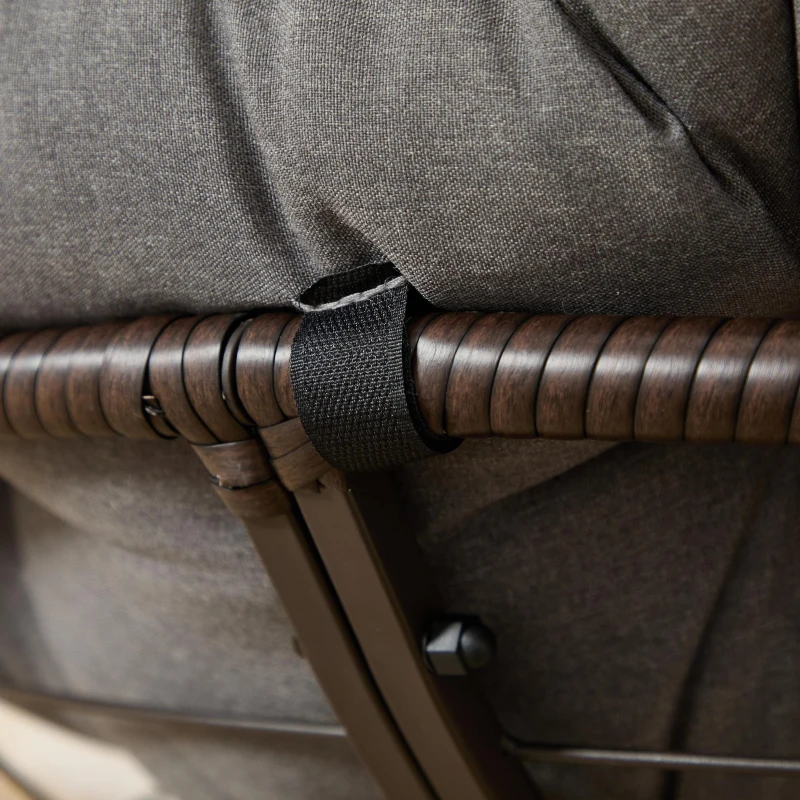 Poltrona Papasan, girevole a 360°, cuscino spesso, struttura in acciaio, 92x92x67 cm, Grigio