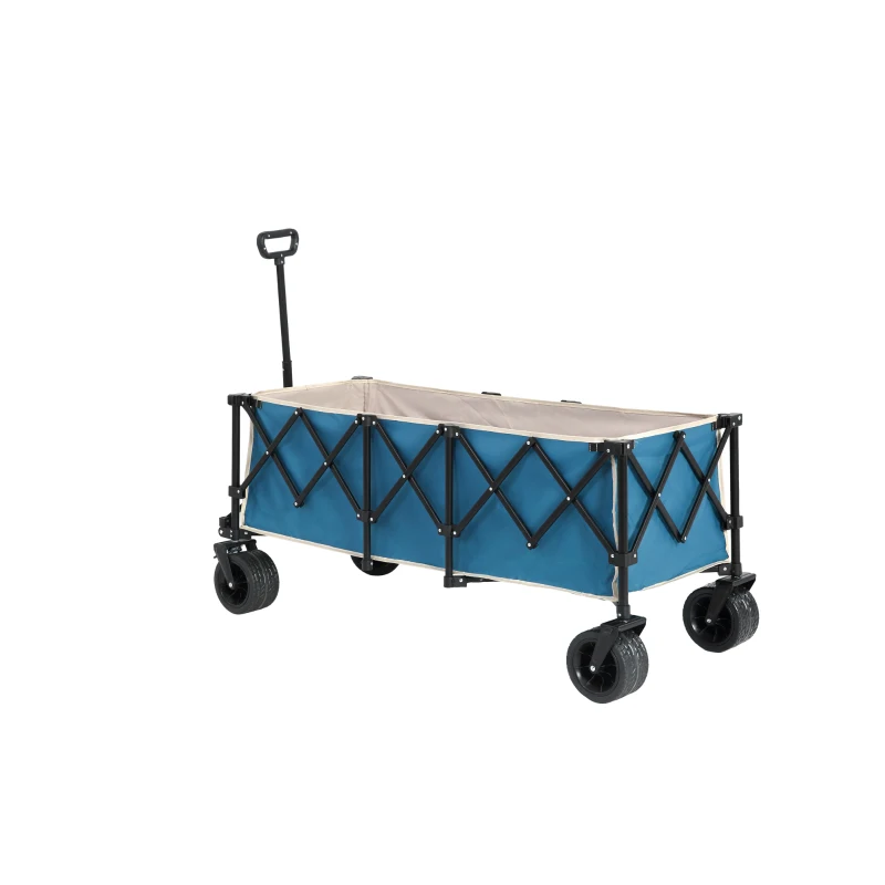 Faltbarer erweiterbarer Bollerwagen, mit viel Stauraum, 136x54x60 cm, Blau