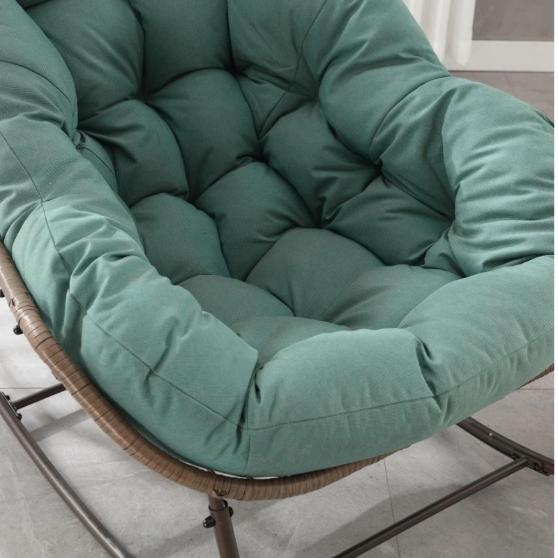 Schaukel-Eiersessel mit dickem Sitzkissen, Indoor & Outdoor Comfy Rocker Chair, 111x 94.5x 80 cm, Grün