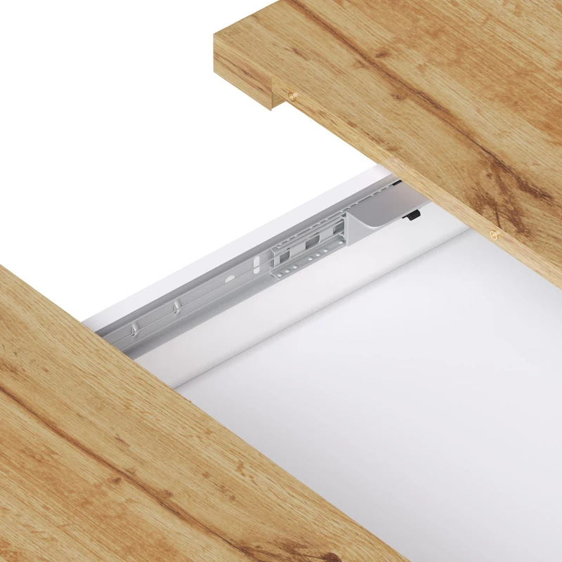 Extendable Dining Table with Telescopic 2-Sided Extension, Space-Saving Table for 4-6 People, 110-140L x 80W x 75H cm, White