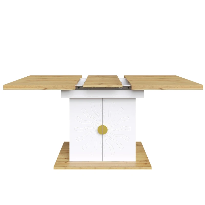 Extendable Dining Table with Leaf and Built-In Storage Shelves, Versatile Centrepiece for Open-Plan Areas, 110-140L x 70W x 76H cm, Wood