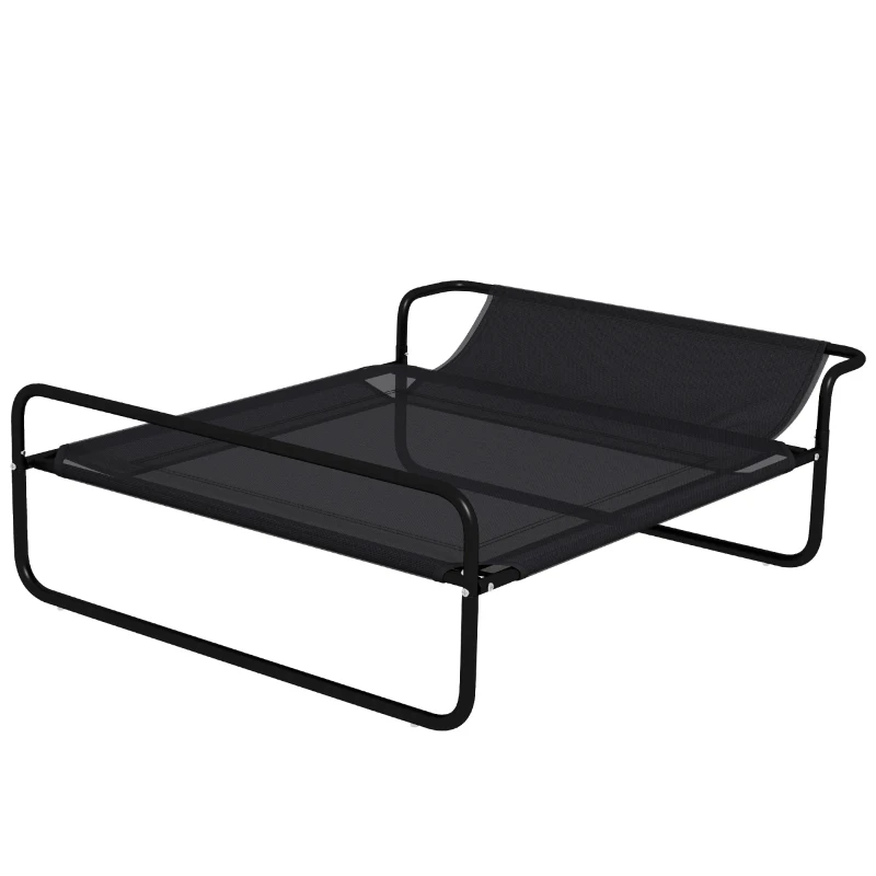 PawHut Lettino per Cani Rialzato con Poggiatesta Interno ed Esterno, 106x81x33 cm, Nero