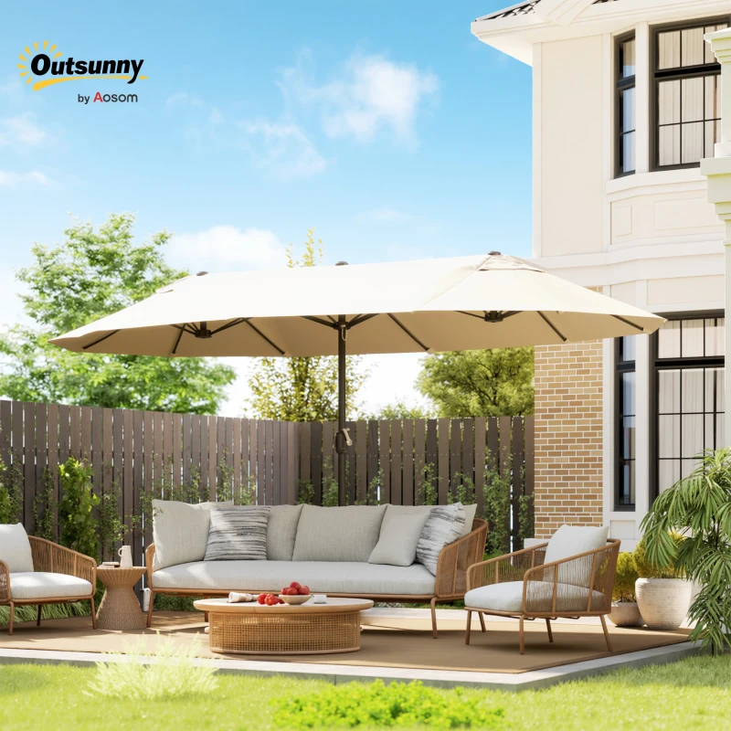 Outsunny 4.6m Double Garden Parasol - Beige