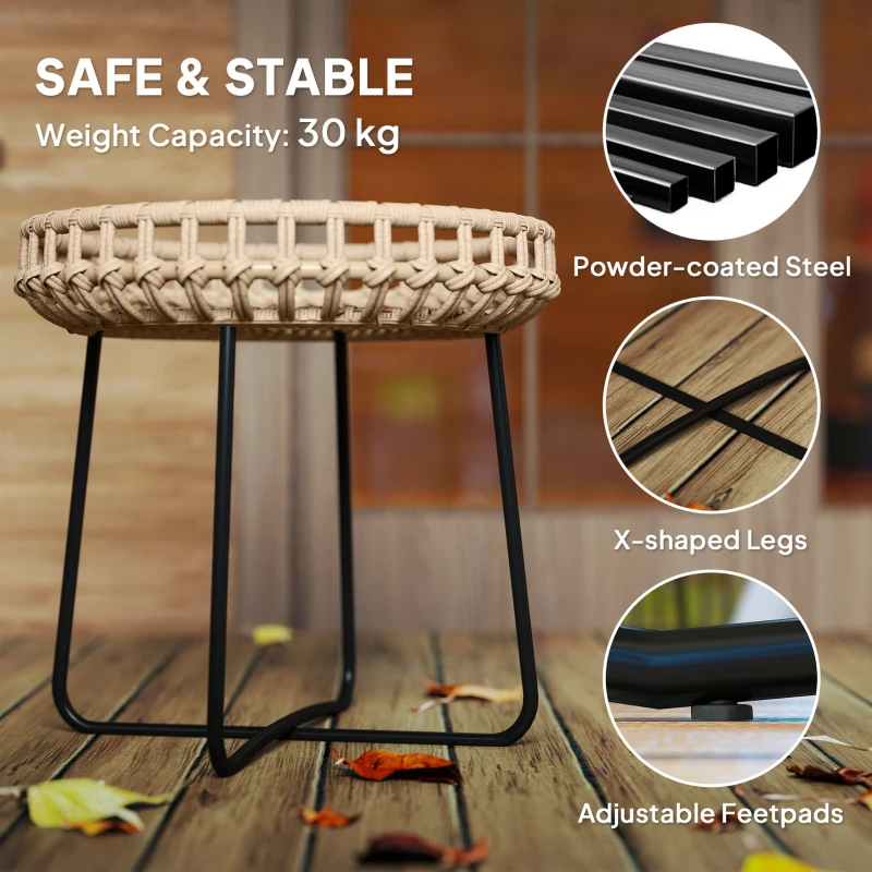 Zestaw 2 stolików bocznych Polyrattan Ø60/41 cm, wodoodporne