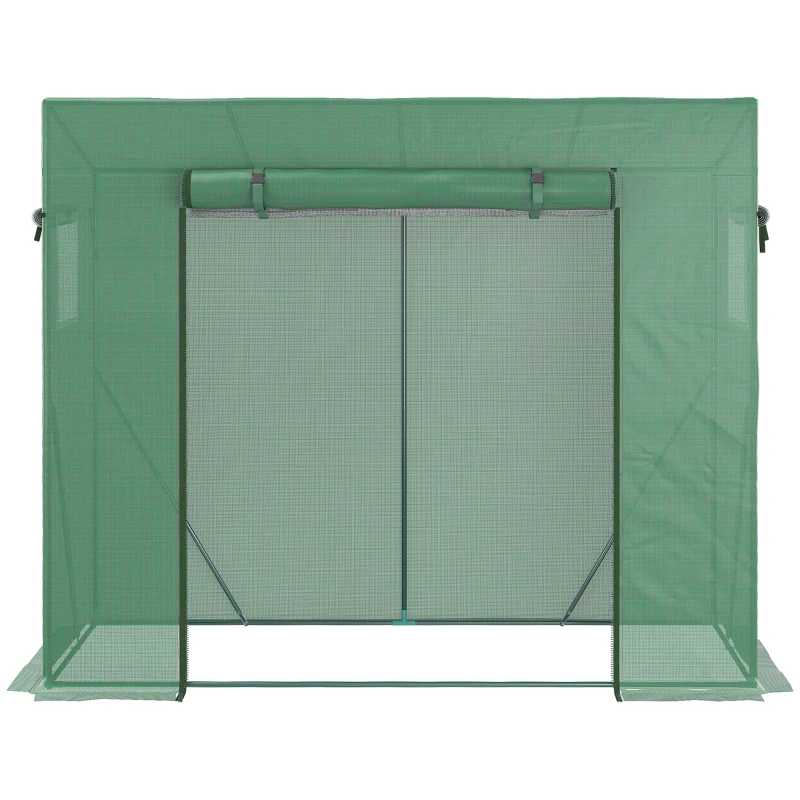 Outsunny Serra da Giardino in PE e Acciaio con 4 Picchetti, 2 Finestre e Copertura Rinforzata, 200x77x148-169cm