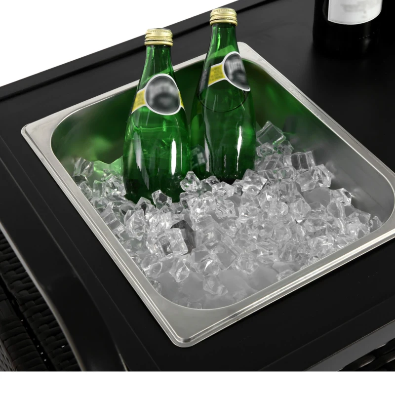 Outdoor-Barwagen mit Eisbehälter, abschließbare Rollen, für Garten, Poolbereich und Hinterhof, 131x50x91 cm, Schwarz