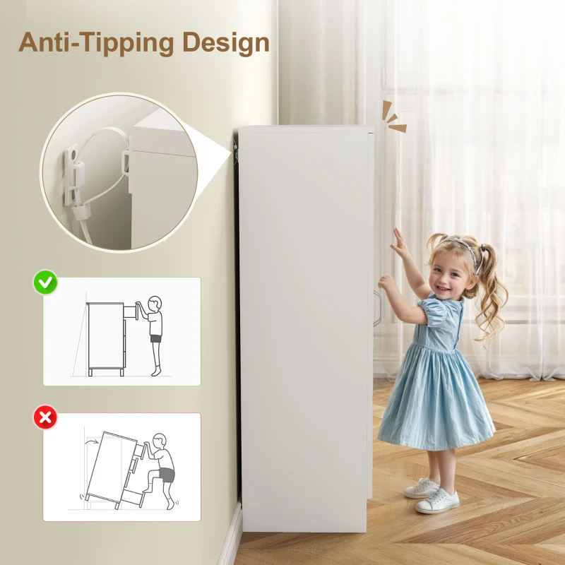 HOMCOM Shoe Cabinet with Silent Hinges, Adjustable Shelves, 6-Tier Shoe Storage Cabinet for Entryway, Hallway, for 14 Pairs, 55 x 35 x 108 cm, White