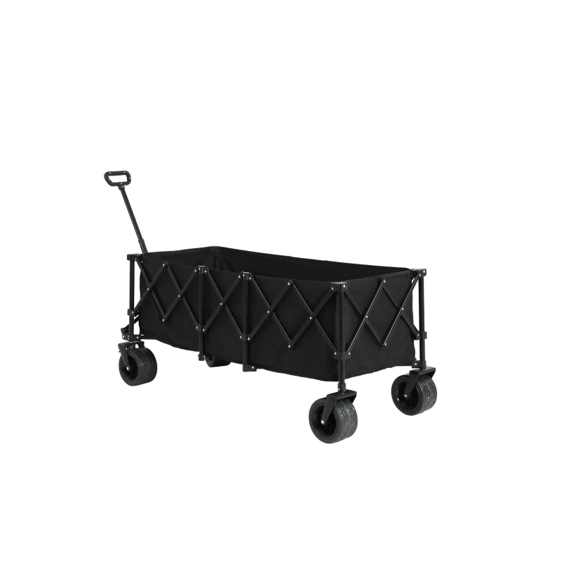 Faltbarer erweiterbarer Bollerwagen, mit viel Stauraum, 136x54x60 cm, Schwarz