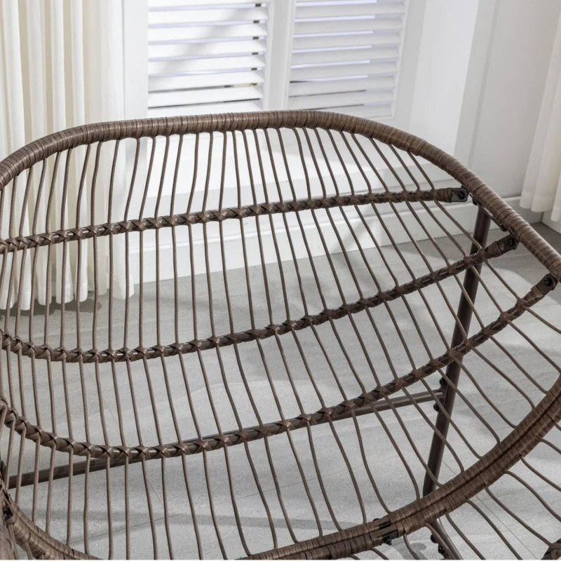 Schaukel-Eiersessel mit dickem Sitzkissen, Indoor & Outdoor Comfy Rocker Chair, 111x94.5x80 cm, Hellgrau