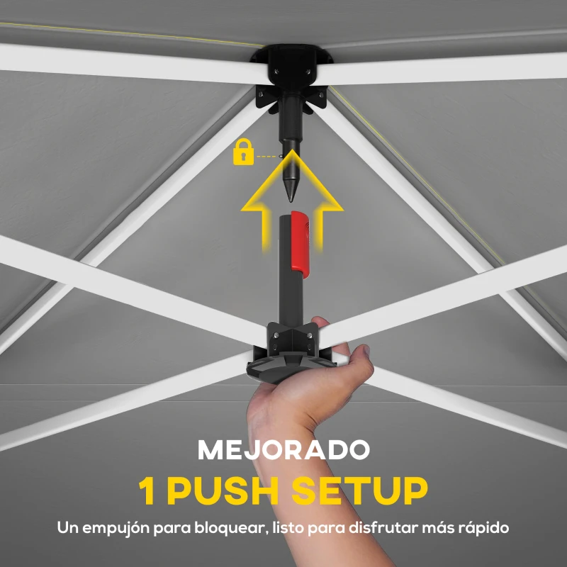 Outsunny Carpa Plegable 3x3 m Pop-up con UPF50+ 4 Laterales Desmontables Altura Ajustable y Bolsa de Transporte Blanco