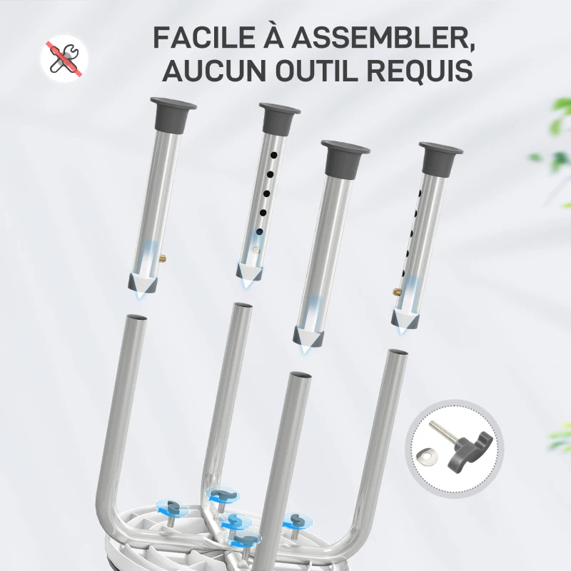 HOMCOM Tabouret de douche siège de douche antidérapant tabouret de bain hauteur réglable pivotant à 360° en aluminium