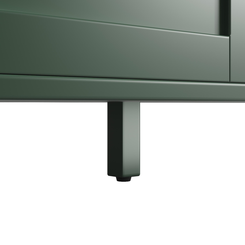 Smart Storage Cabinet with 4 Doors & 3 Drawers, Tall Sideboard with App-Controlled USB LED Lighting, 120L x 40W x 179H cm, Green