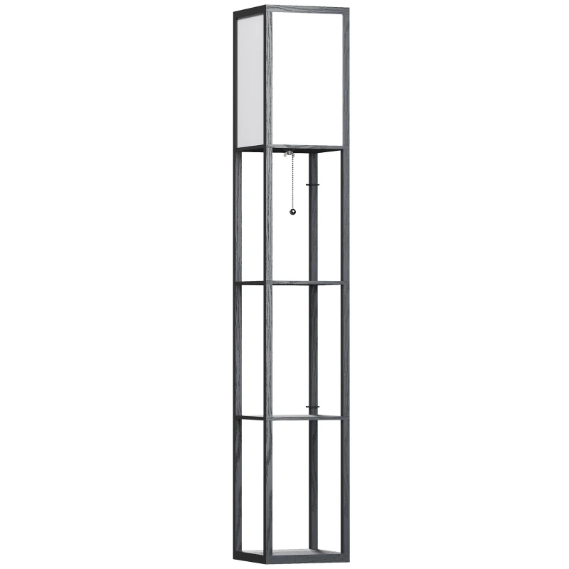 HOMCOM Lampadaire étagère 26L x 26l x 160H cm 3 étagères 4 Niveaux MDF Noir