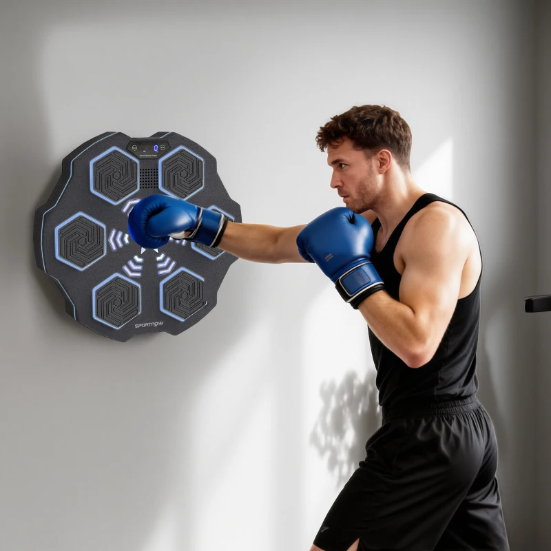 SPORTNOW Musikboxmaschine, Bluetooth-Boxgerät, Wandmontage, 9 Geschwindigkeiten und Modi, LED-Lichter, Schwarz