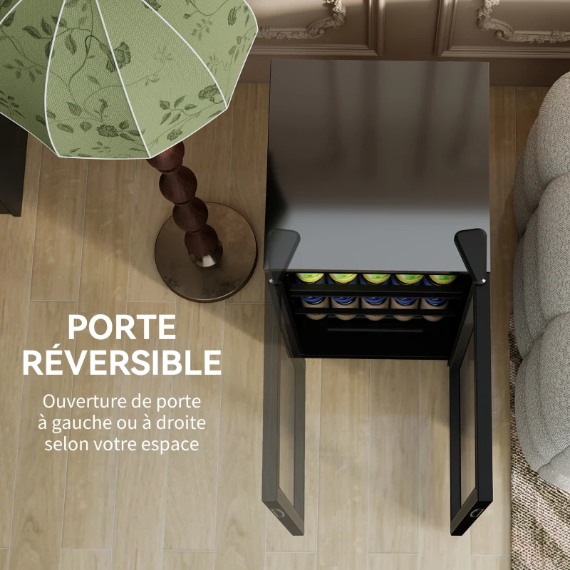 HOMCOM Réfrigérateur à boissons 93 L, frigo à boissons 115 canettes, porte vitrée, étagères réglables, éclairage LED, noir