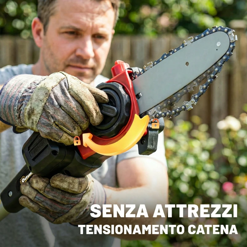 Outsunny Motosega Telescopica a Batteria, 1.94m-2.56m con Lubrificazione Automatica